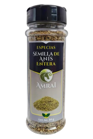 AMRAI Semilla De Anís Entera, especias, frasco de 54 g con tapa negra.