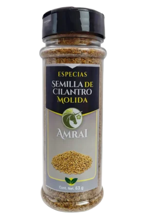 AMRAI Semilla De Cilantro Molida, especias, frasco de 63 g con tapa negra.