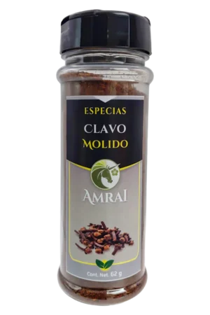 AMRAI Clavo Molido, especias, frasco de 62 g con tapa negra.