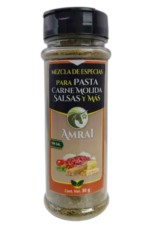 AMRAI Mezcla de Especias Para Pasta, Carne Molida, Salsas Y Más, frasco de 36 g con tapa negra, sin sal.