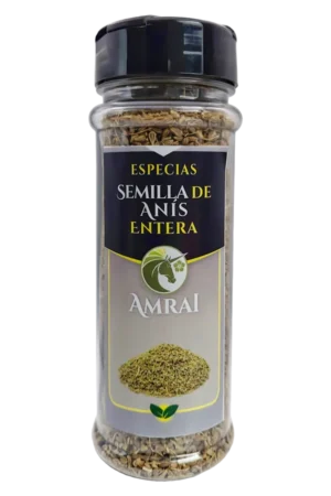 AMRAI Semilla De Anís Entera, especias, frasco de 54 g con tapa negra.