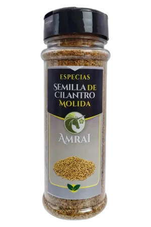 AMRAI Semilla De Cilantro Molida, especias, frasco de 63 g con tapa negra.