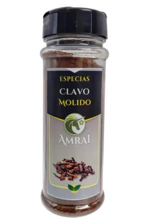 AMRAI Clavo Molido, especias, frasco de 62 g con tapa negra.