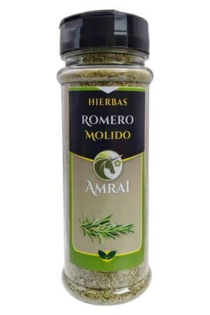 AMRAI Romero Molido, hierbas, frasco de 34 g con tapa negra.